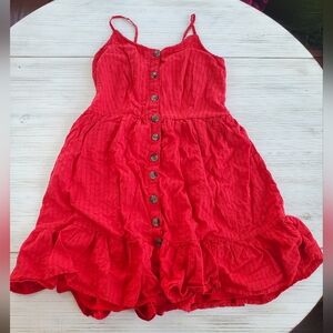 Red babydoll dress with ruffles and buttons Japna LG